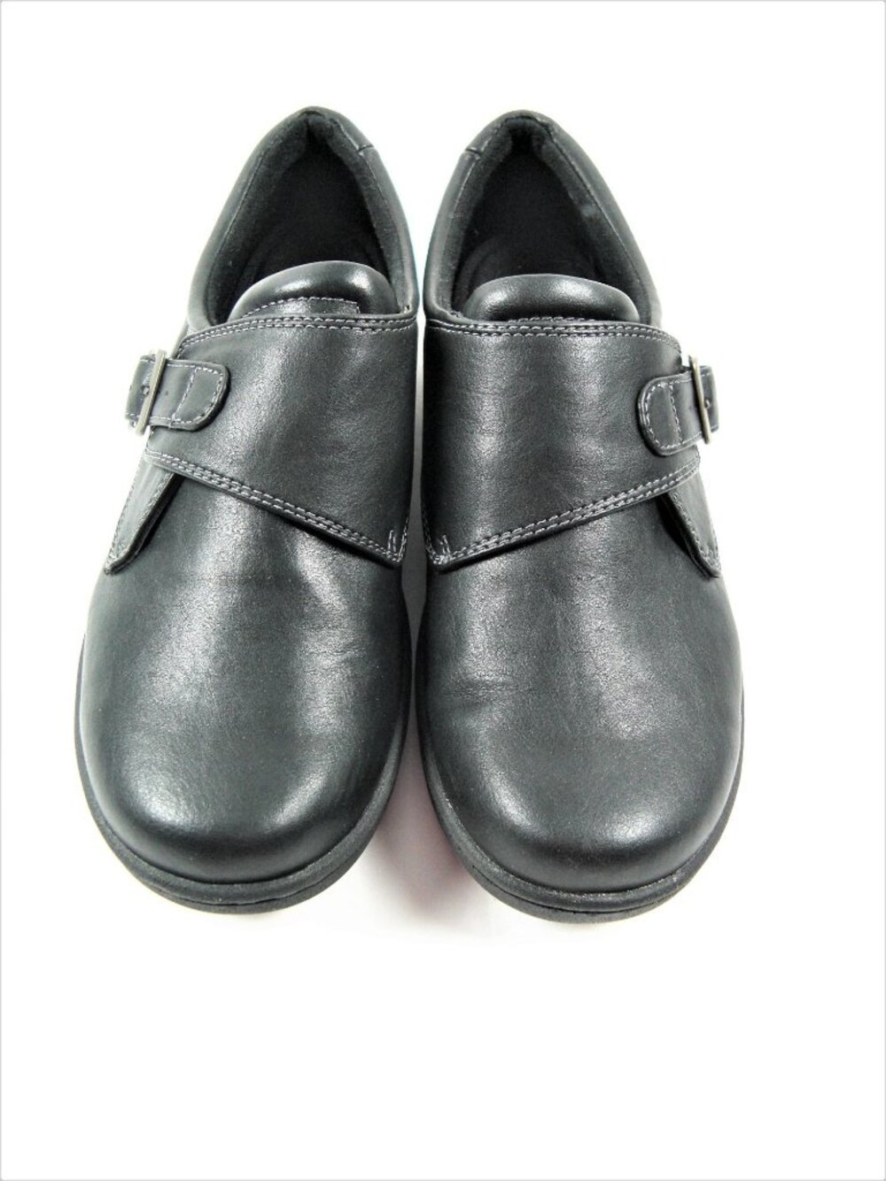 Eastland Black Sherri Woman’s Shoes Size 7.5W Slip on Monk Strap Comfort Loafers